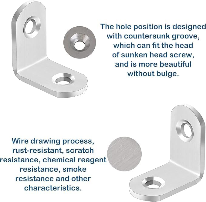 درافل أقواس زاوية على شكل حرف L من الفولاذ المقاوم للصدأ من دورافيل، 25 × 25 × 15 مم، مجموعة من 8 قطع مع براغي - Image 4